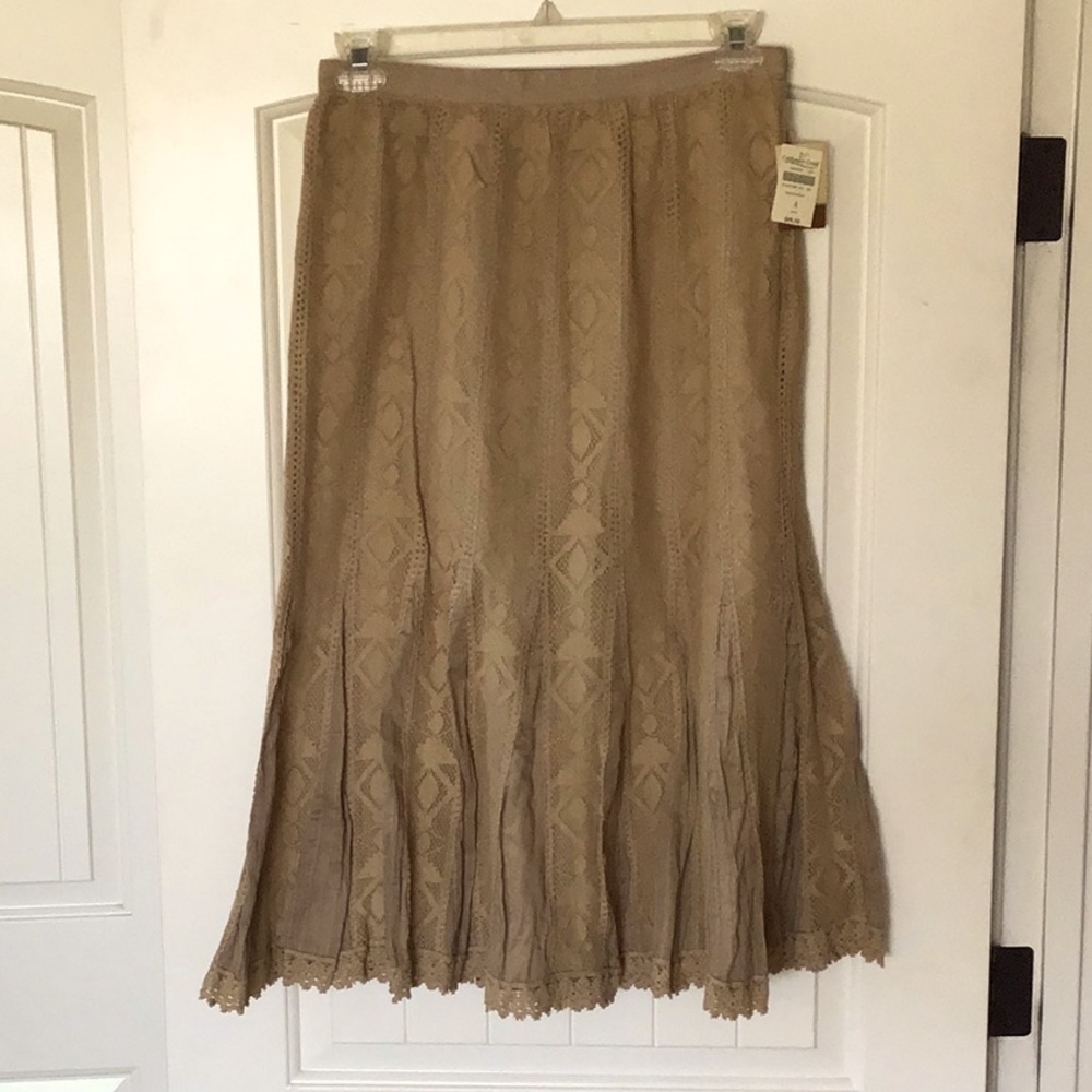 Lacy Brown Coldwater Creek Lined Skirt New NWT Size 8 Perfect Fall Beauty